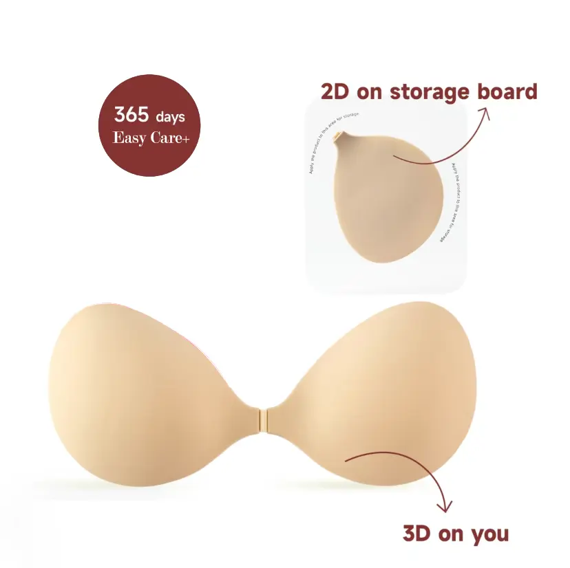 Women's Reusable Silicone Bra Inserts - Invisible Sticky Push Up Seamless Soft Waterproof Anti-Sweat Adhesive Bras for Backless Dresses, Water Proof