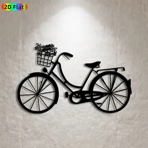 1pc Bicycle with Flower Basket Metal Wall Art,Bicycle Statue Mural, Ideal Gift for New Year, Easter, Bicycle Decor Enthusiasts, Weather-Resistant Metal Wall Decor Wall Sculptures, Perfect for Garden Fence & Living Room Wall
