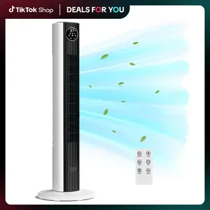 【DealsForYouDays】 R.W.FLAME Tower Fan for Bedroom 12H Timer, 37”Standing Fans with Remote, Bladeless Fan with 4 Modes & 3 Speeds