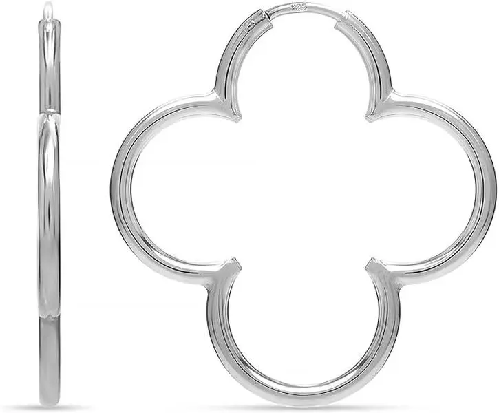 Clover Hoop Earrings | Lightweight Endless Clover Flower Shaped Earrings | Endless Hoops Earring For Women