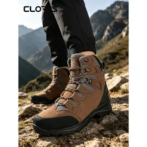 CLORTS Waterproof Hiking Boots for Men Women, High-Top Ankle Support Non-Slip All-Terrain Trekking Boots for Outdoor Hiking Camping Work