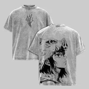 Inosuke - Demon Slayer Anime Double Printed Tee Unisex Anime Manga Heavyweight Cotton T-shirt, Gift For Anime Fan, Anime Lover