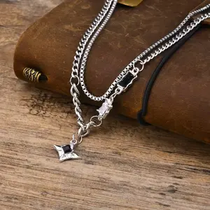 Gothic Star Pendant Necklace | Layered Punk Chains | Perfect for Y2K Streetwear