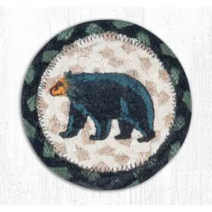 212 MAIN 5 in. Jute Round Mama Bear Printed Coaster, Kitchen Tableware Accessory, Round Shape, Thickness .17"