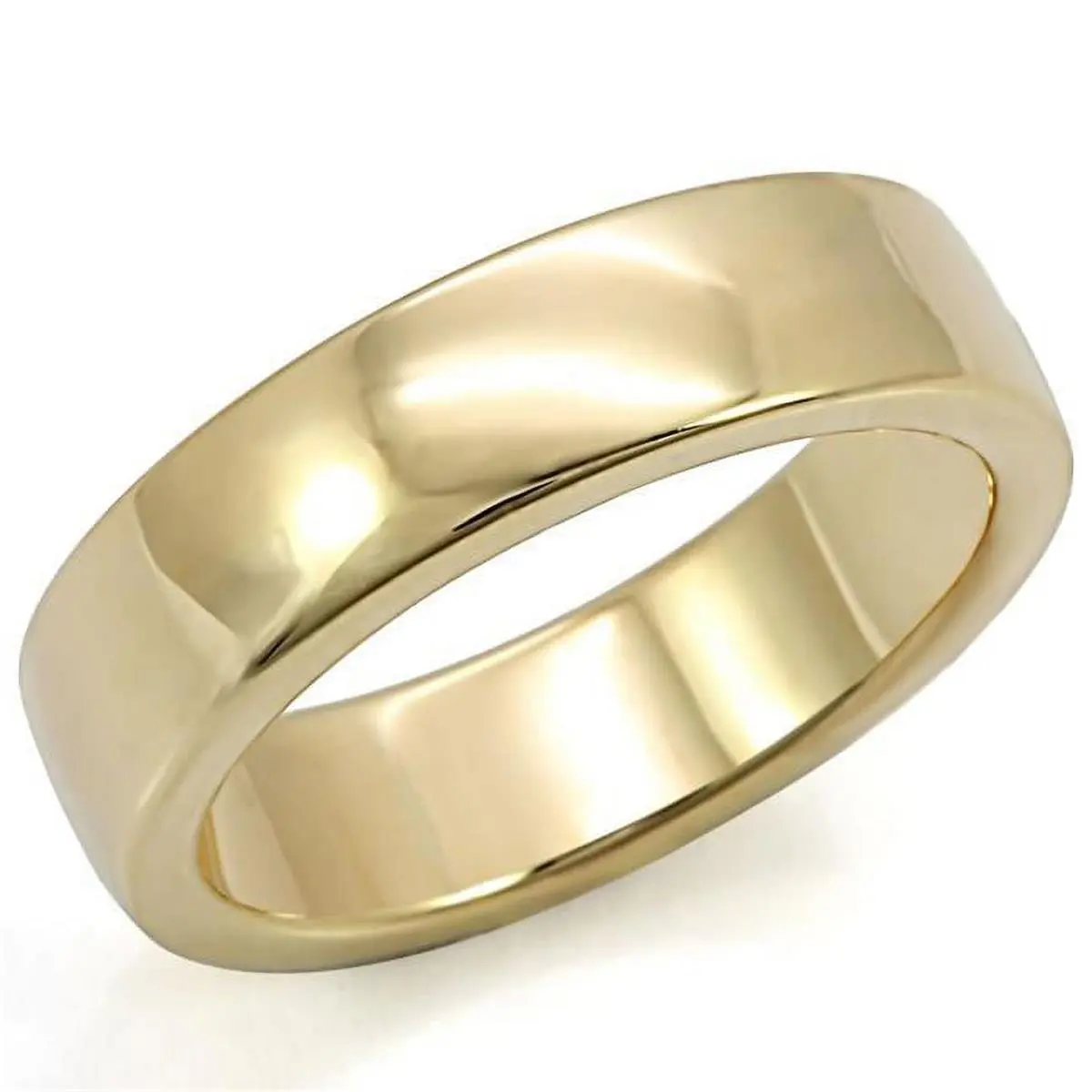 Women's Simple Solid Band Ring, Gold Plated Brass with a Plain Surface, Trendy Female Fashion Jewelry - Size 6, Female Ring, Simple Look, Casual Wear
