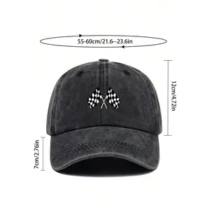 Classic Racing Checkered Flag Printed Baseball Cap - Black And White Checkered Flag Baseball Hat For Men And Women, Off-Road Car/Motorcycle Sports Cap, Ideal Gift For Friends And Family, Suitable For Casual,  Car/Motorcycle Racing Events Halloween