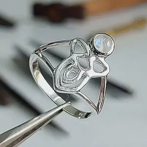 Celtic Knot Moonstone Sterling Ring