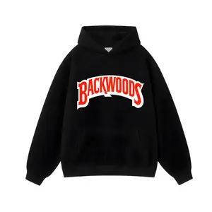 Men's Backwoods graphic pullover Graphic Hoodie - Cotton Blend Black Long Sleeve Pullover Regular Fit  Soft & Breathable Fabric, Durable Print, Everyday Comfort, Machine Washable, streetwear fashion urban outdoor