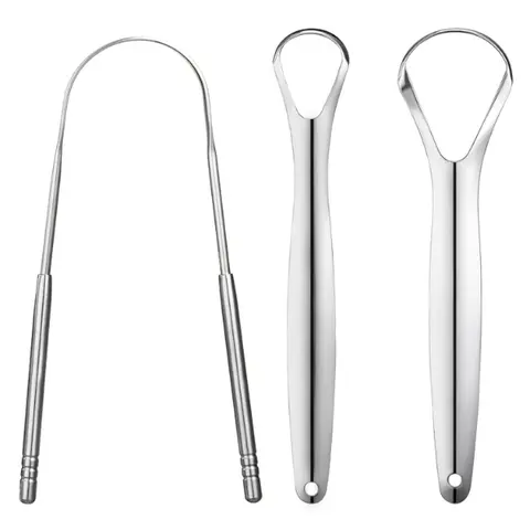 3 PCS Metal Tongue Scraper, Tongue Scrapers for Adults, Stainless Steel Tounge Scrappers, Tounge Scraper, Portable Tongue Scrappers