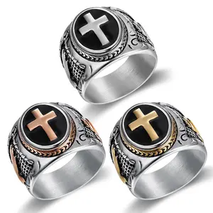etro women and men's titanium steel cross men's ring, black Epoxy God's hand ring.couple ring