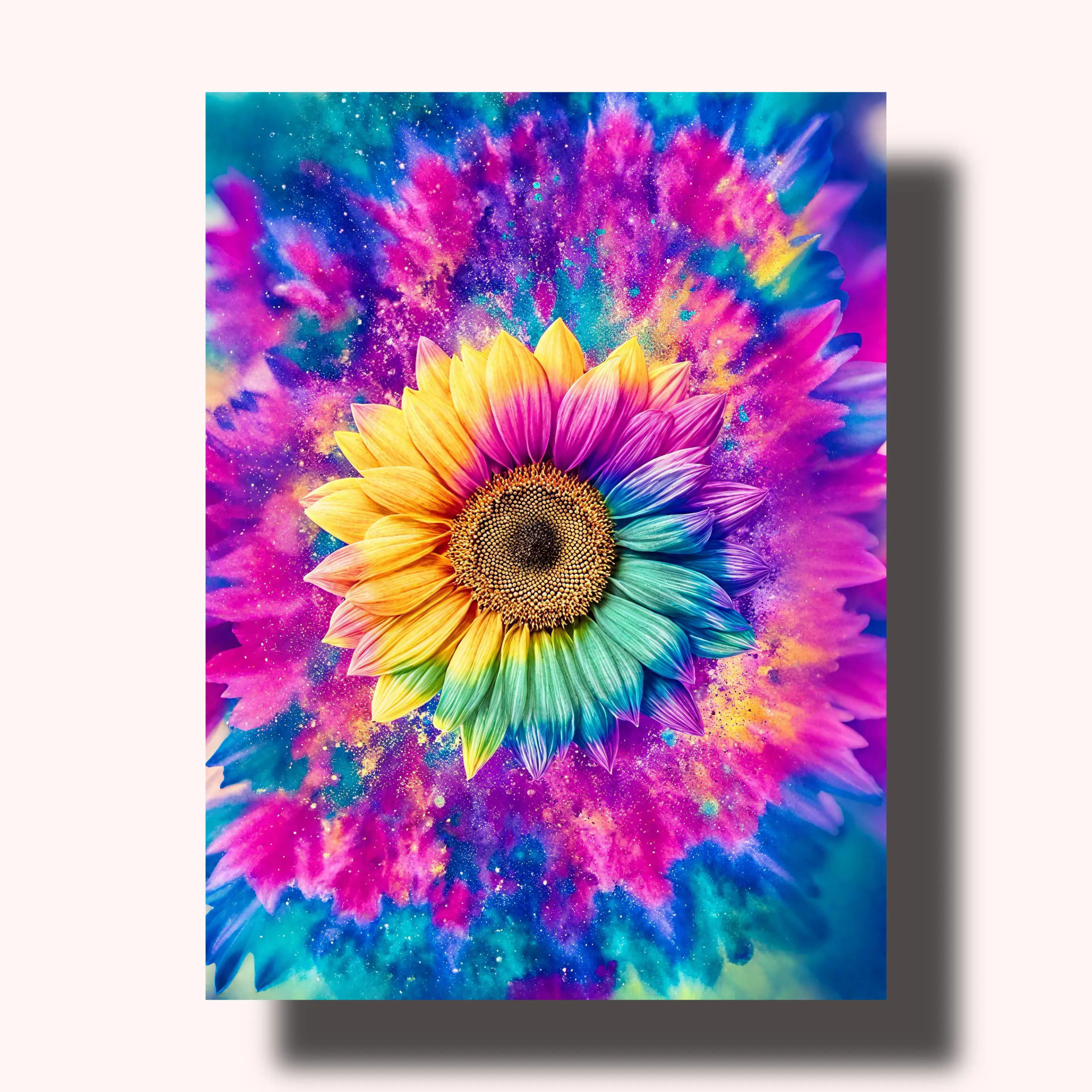 Rainbow Sunflower Paint by Numbers Kit, High-Quality Canvas, Pre-Mixed Paint, Ideal for Beginners, Great for Home Décor & Thoughtful Gift Choice