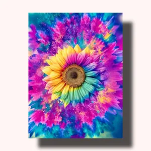 Rainbow Sunflower Paint by Numbers Kit High-Quality Canvas Pre-Mixed Paint Perfect for Beginners Pros Great for Home Décor Fun Family Project Thoughtful Gift Choice