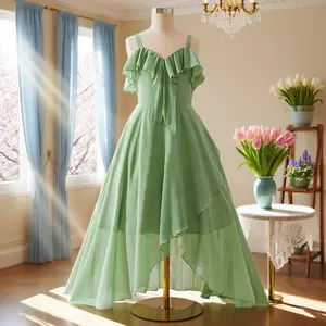 666 Kids Dress new wedding dress chiffon beach dress host medium and large girl dress princess dress dance performance costume