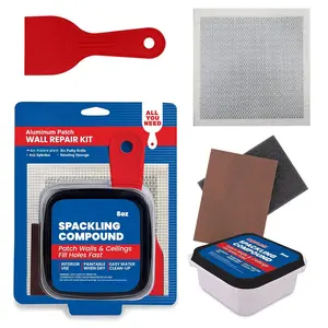 (R) Drywall Repair Kit, 4- Set - Includes Self-Adhesive  Patch, 8 oz Spackle,  Recycled 3" Putty , and Sanding Sponge - Multi-Purpose Wall Repair for Drywall, Plaster
