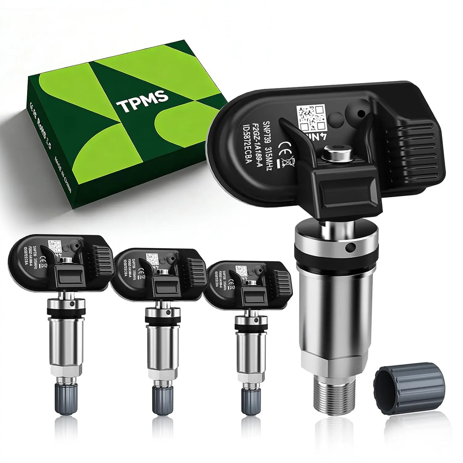 4PCS Pre-programmed TPMS Sensor Tire Pressure Monitoring Sensor - Compatible with Ford, Lincoln Models - Bronco, Edge, F-150, Mustang, Ranger, Mark LT, MKC, MKZ, Nautilus, Navigator - 315MHz