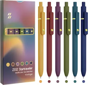 Colorful Pens, 6 Pcs Colored Pens Fine Point Smooth Writing Pen, 0.5mm Colored Ink Gel Pen for Journaling Note Taking Writing, Office School Supplies Gifts for Women (6 Pcs Gold Vintage)