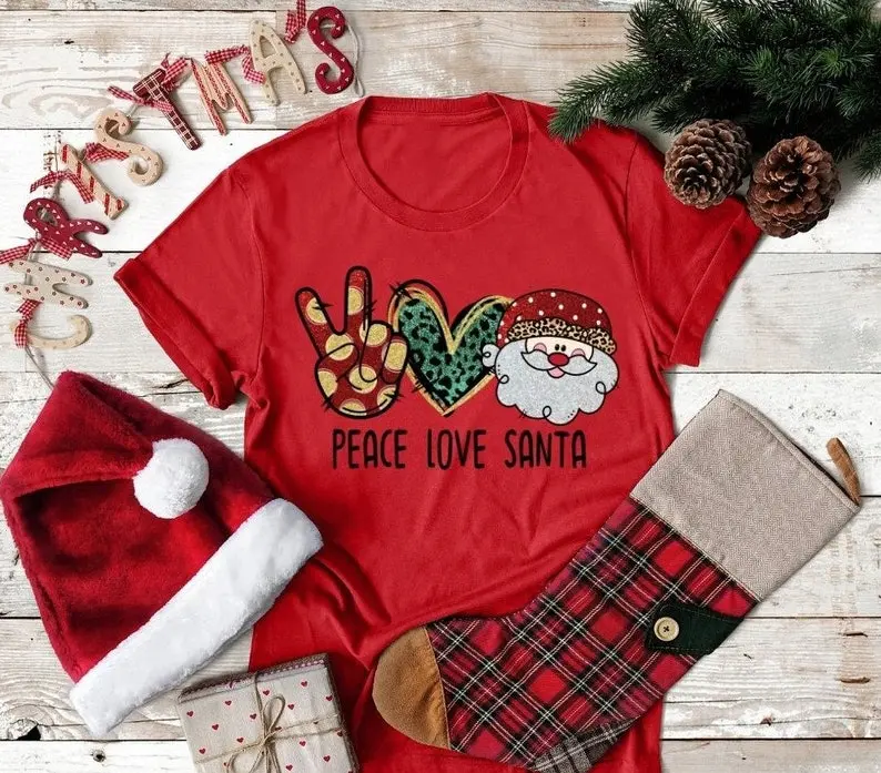 Peace Love Santa Shirt, Peace Love Santa, Christmas Santa Shirt, Christmas shirt, Christmas gift, Christmas Santa Design, Santa Shirt