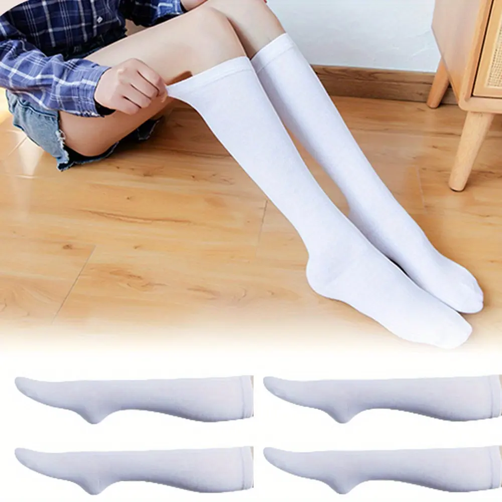 Women's Basic Solid Knee High Socks, Lady's Cotton Casual Stockings for Baseball, Dress, and Boot Wear, Tennis, Mother's Day, Breathable, Work, Tutu Socks, Casual Wear, Running, High Elasticity, Cycling, Boot Wear Socks