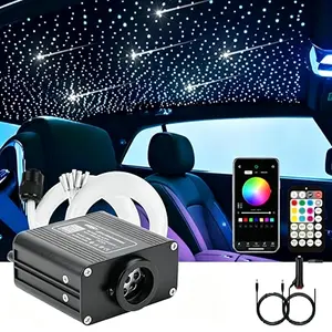 Meteor Fiber Optic Car Home Headliner Star Light Kit, 1000pcs Roof Twinkle Ceiling Lights, Color-Changing, App+24 Key Remote Control, Static 15Color And Rgb Light Change, Fade, Jump, Spark And Adjust Brightness, Mode Speed And Sound Sensitivity Adjustment
