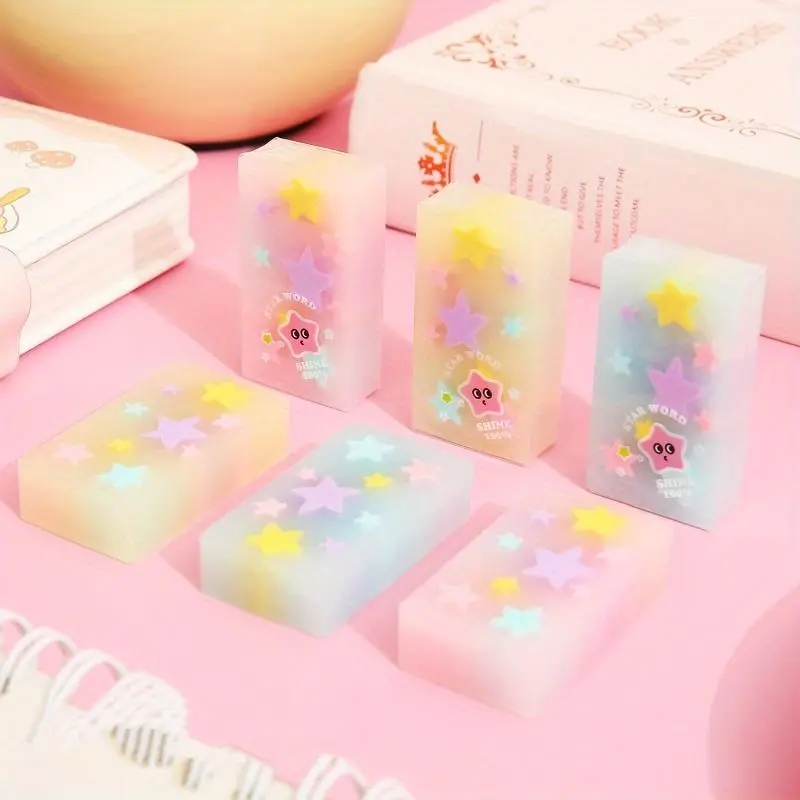 Cute Star Shaped Eraser, 1 Count Clear Eraser with Dust Cover, Portable Eraser for Students, Office Stationery & Supplies
