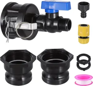 IBC Tote Hose Adapter, 2" Cam Lock Adapter for 275-330 Gallon IBC Tote Tank with 2 Size Cam and Groove Fittings (2" Coarse and 2" Fine), Camlock Fittings to 3/4" Garden Hose Male Thread