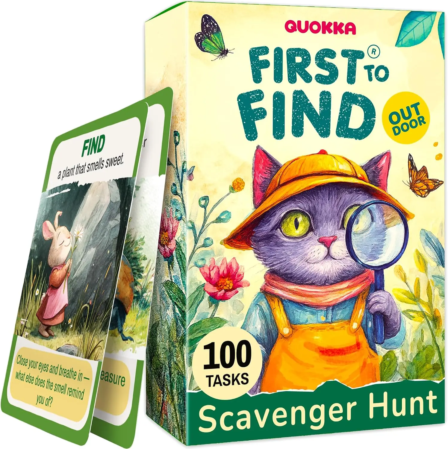 Scavenger Hunt Game for Kids Ages 4–8 – Outdoor Adventure Card Set with 100 Creative Tasks for Camping, Backyard Play & Summer ActivitiesGift.