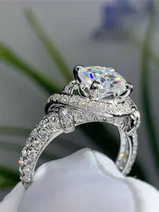 1 PC Gorgeous Cubic Zirconia Ring For Women For Wedding Engagement Party Jewelry Valentine's Day Gift Solitaire Engagement Rings