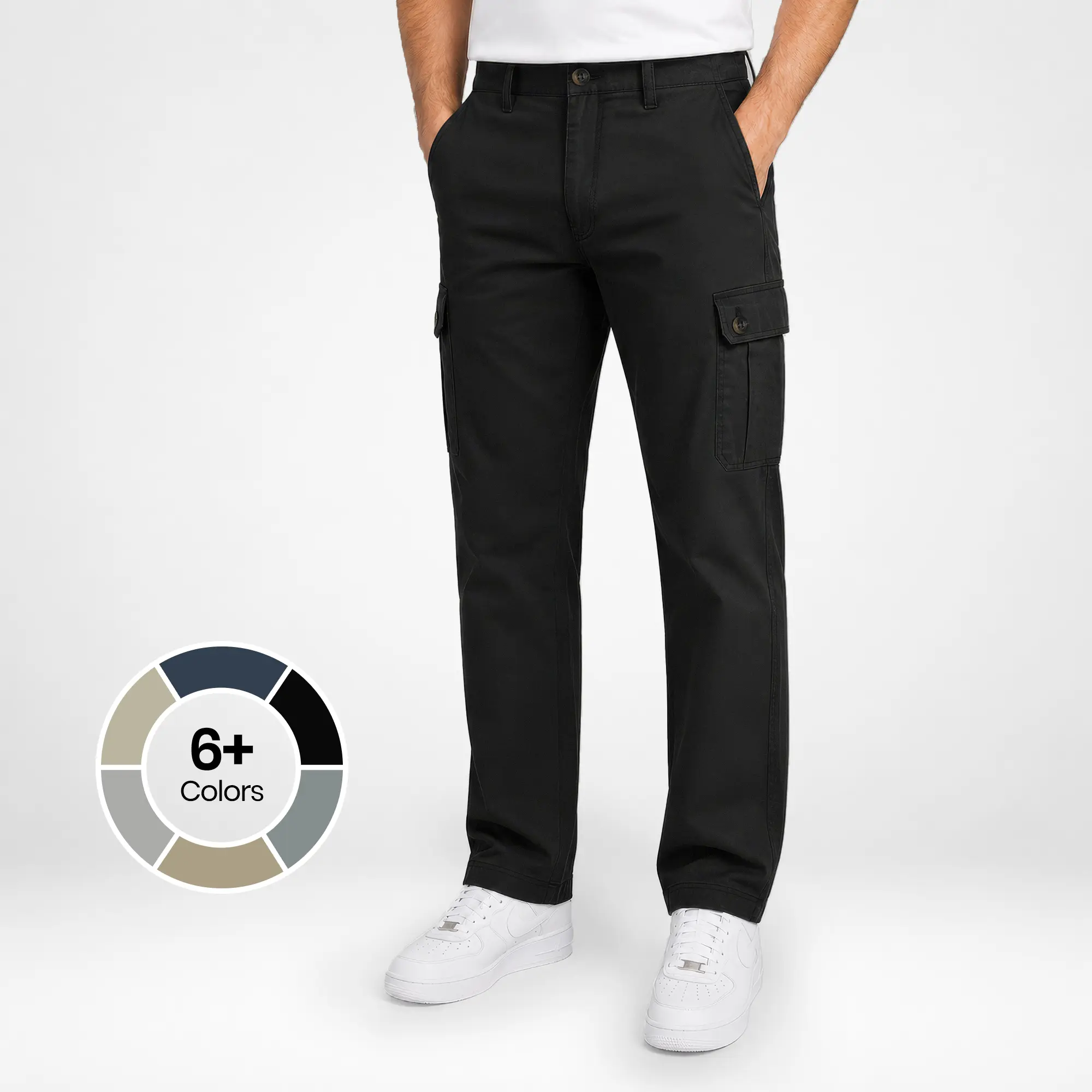 NY Threads Men's Cargo Pants, Hiking & Work Wear, Relaxed Fit Cotton Pants with Multiple Pockets