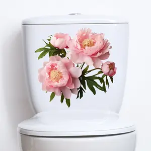 A (30*30cm) simulated pink floral plant spring toilet sticker for bathroom decoration and beautification, self-adhesive M10158
