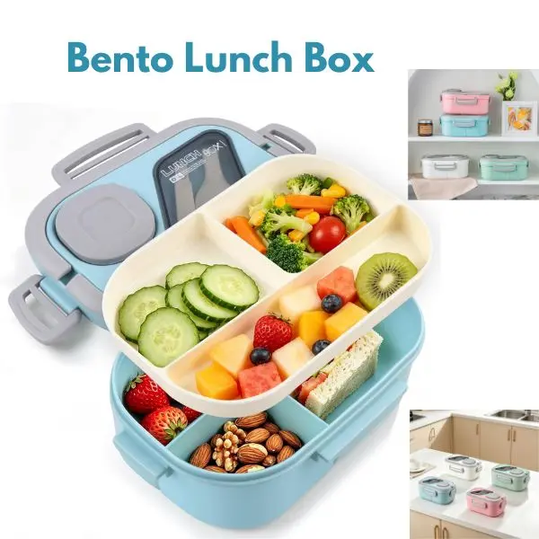 43oz Bento Lunch Box for Adults - Leakproof, BPA-Free Divided Salad Container with 3oz Sauce Cup & Reusable Fork, Portable Lunch Solutions for On the Go, Work, Lunch At Work