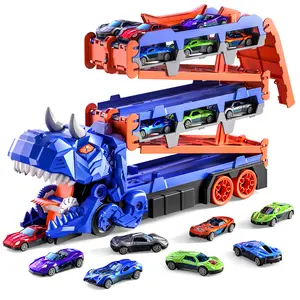 Dinosaur Transport Truck Toy for Toddlers – 12 Die-Cast Cars, Transforms into Dino, Perfect Gift for 3-6 Year Old Boys