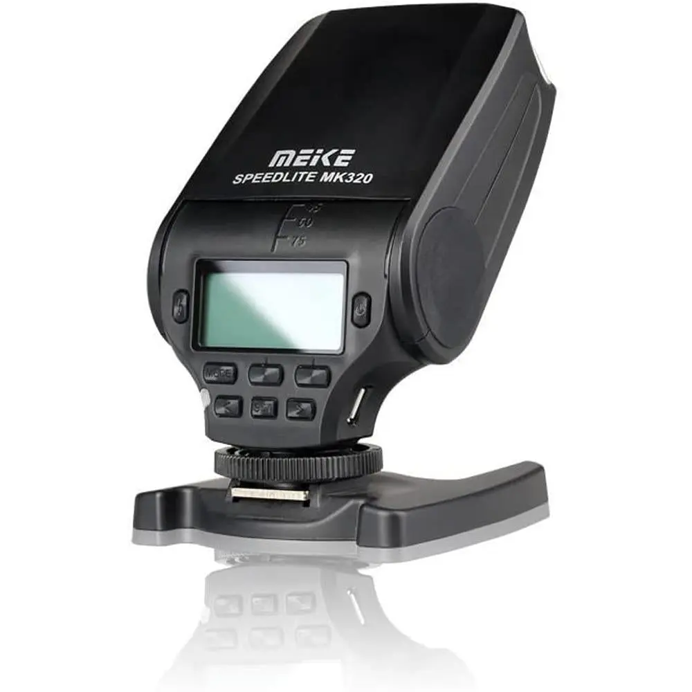 MEIKE MK320 MK-320-S TTL Master HSS Compact Mini Flash Speedlite with LCD Screen, Flexible Head, Alkaline 2x AA Batteries, LED Light, Hot Shoe for Sony Digital SLR Cameras, Photography Equipment (110x65x35mm)