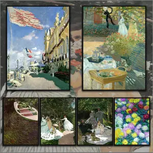 PIKPAKA Fashion Leisure Claude Monet Nordic-style Oil Art Ins Poster Sticky Waterproof Wall Art High Quality Print Aesthetic Home Living Bedroom Decor Trendy Room Decoration Easy-To-Apply Gift Durable