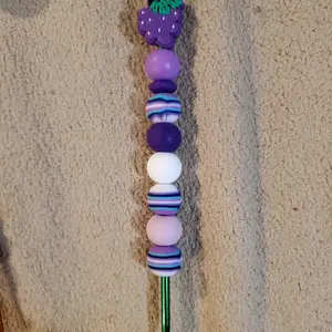 Grape Crochet Hook 4MM with Purple Beads and Green Handle for Crafting