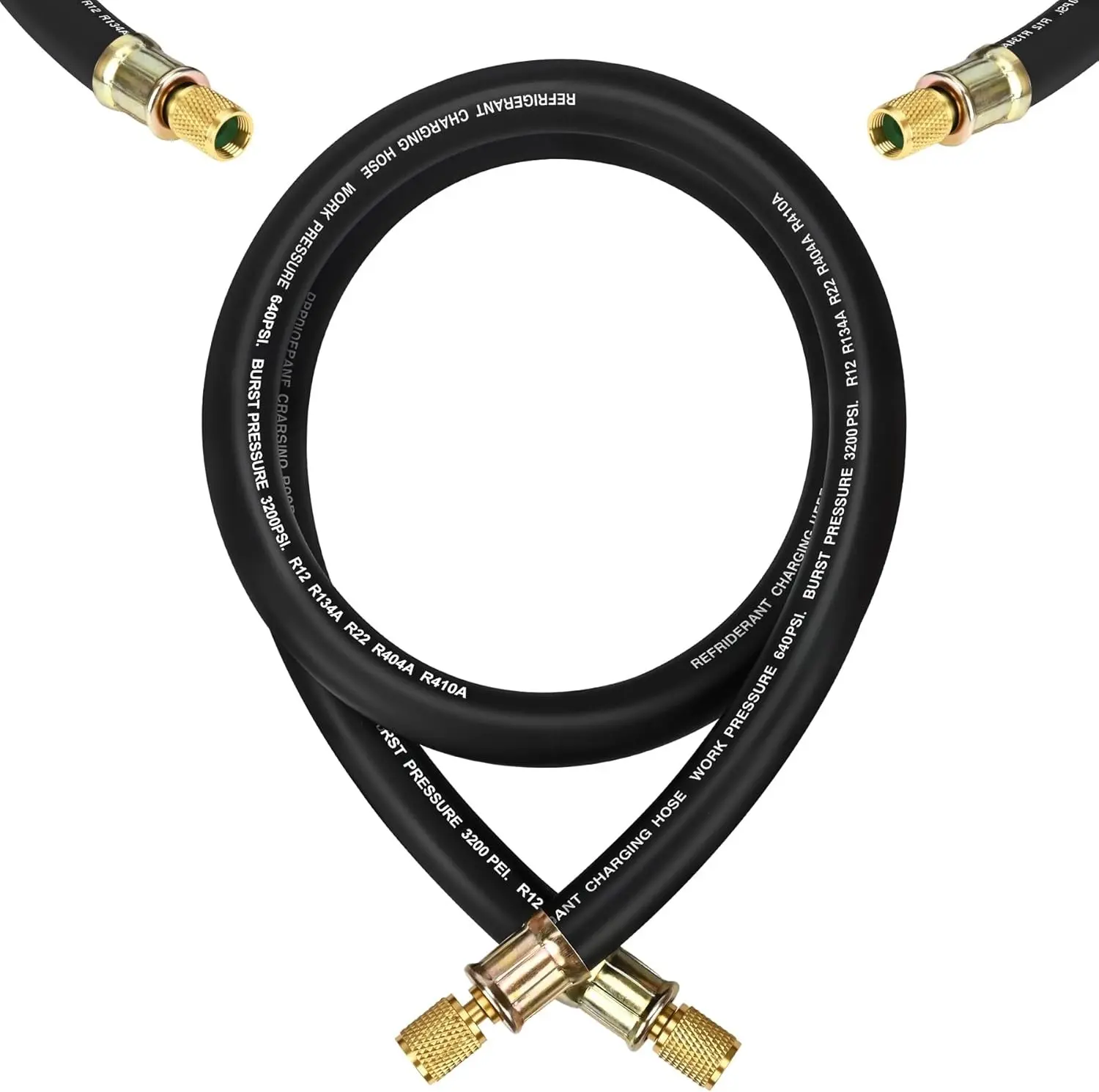Upgrade 1/2" HVAC Vacuum Hose, 3/8" to 3/8" Fittings, 5 FT, High-Flow Refrigerant Hose, Faster HVAC Evacuation and Recovery, 20 Microns Vacuum, 600 PSI Working Pressure, Black