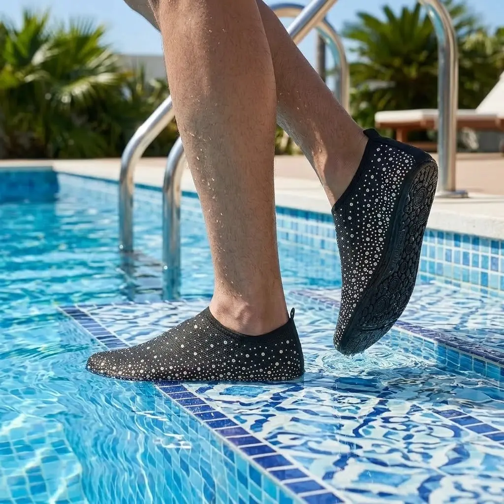 Harleyland Unisex Bling Rhinestone Water Shoes, Quick Dry Non Slip Lightweight Footwear for Beach, Pool, Swimming, Yoga and Water Sports