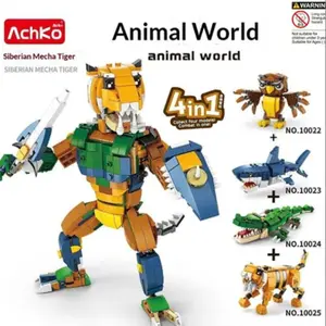 2026 Bestselling Ideal Toy Gift, Four-In-One Animal World Siberian Mecha Tiger Transforming Blocks, Educational Building Toys for Boys and Girls, DIY Creative Fun, Endless Play Possibilities
