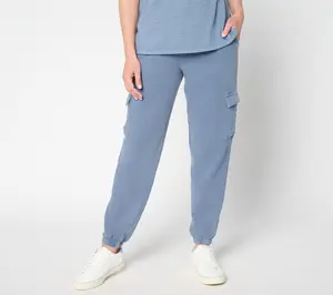 AnyBody Tall Washed French Terry Cargo Jogger Pant