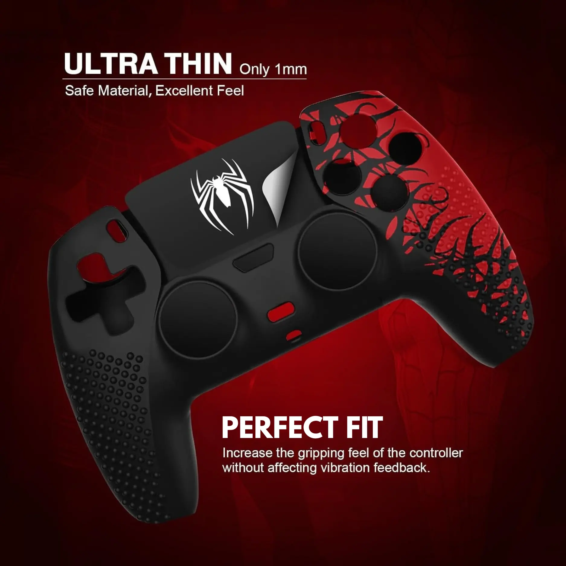 PS5 Controller Silicone Skin Cover, Anti-Slip Soft Protective Grip Case for Pl@yStation 5 Controller with Touch Pad Stickers, PS5 Controller Accessories