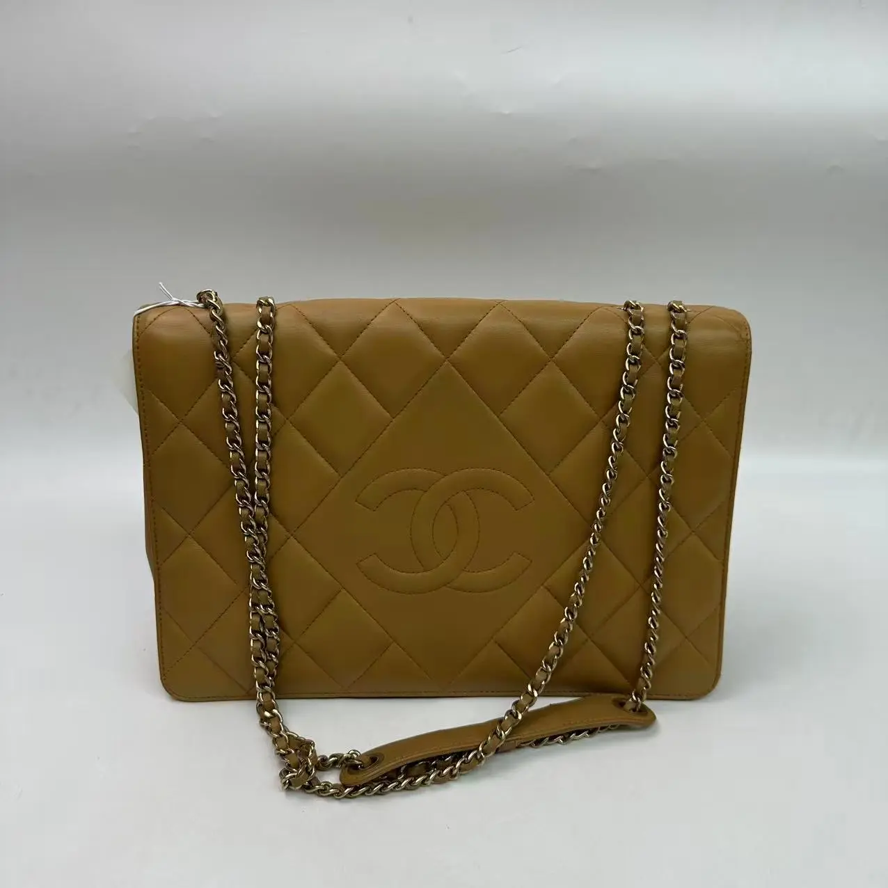 Pre-owned Calfskin Crossbody Bags Chanel Brown Diamond CC Chain Flap Bag
