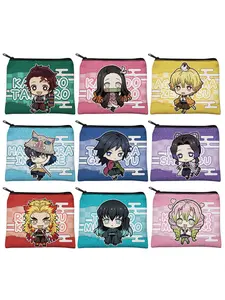 Demon Slayer Anime Canvas Coin Purse, Portable Storage Bag, Charcoal Tanjiro Nezuko Isamu Card Holder, Cartoon Design