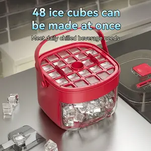 1 Set Extra-Large 48 Ice Maker Ice Tray With Easy Cap - Double Layer, Plastic Storage Tray For Refrigerators, Portable Design For Beverages, Tea & Coffee - Essential Kitchen Gadget, Perfect Valentine's Day, Carnival Gifts