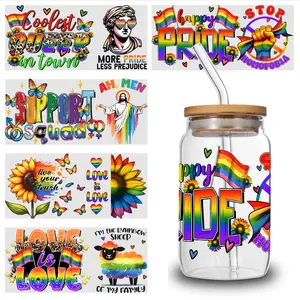 5 Sheets Rainbow Pride UV DTF Stickers UV DTF Transfer Stickers for Glass Cups Suitable for 16 oz Glass Glass DTF Transfer Stickers Waterproof Decals Plastic Self-Adhesive Labels side  eyes  sticker