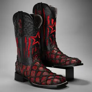 Men's Texas Town Monster Fish and Ostirch Tribute Square Toe Boot