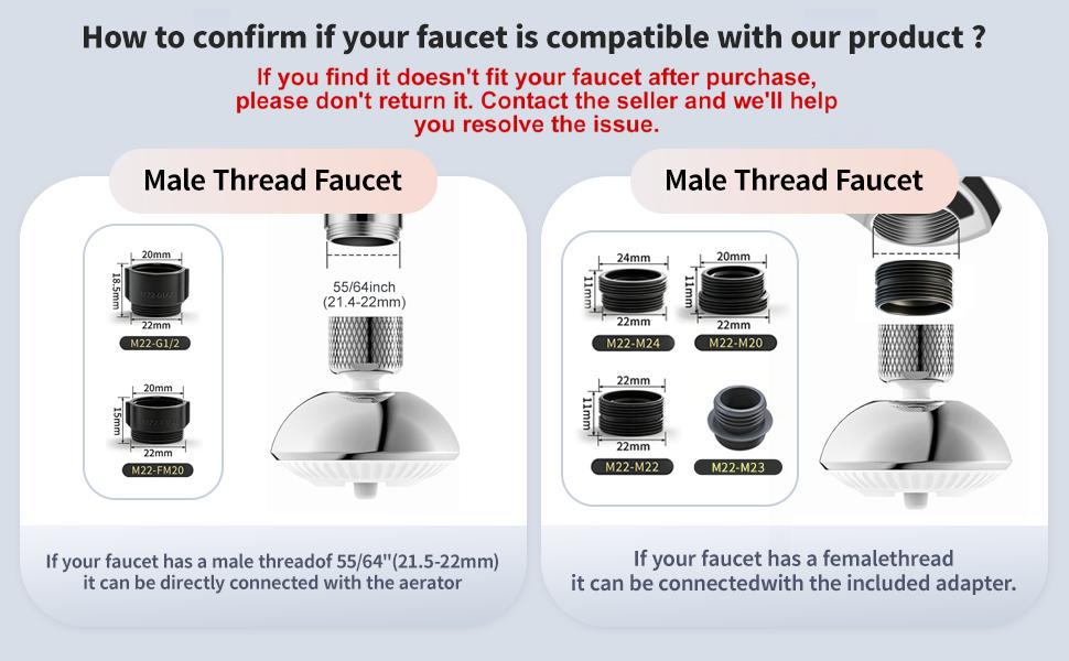 Swivel Faucet Aerator,3-function Faucet Nozzle,360° Big Angle Rotate Kitchen Sink Faucet Attachment,Faucet Extender for Kitchen 55/64 inch Female Thread,Kitchen Sink Aerator