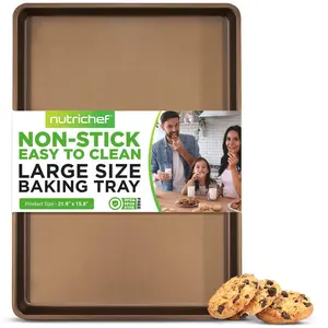 Nonstick XL Baking Pan - Gold | Carbon Steel Bakeware Tray for Baking, Serving & Meal Prep - Stackable Design, Easy-Clean, Dishwasher Safe & PFOA-Free - Kitchen Essentials