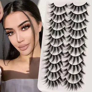 Naturally Grafted Eye Makeup Strip Lashes, 10 Pairs 3D Fluffy Crossed Type False Eyelashes, Full Volume Eyelash for Lashes Extensions, Faux Cluster Lashes