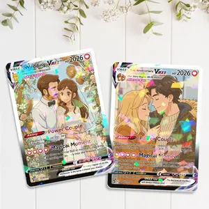 Personalized Anniversary Card, Custom Photo Pokemon Card, Anime Wedding Card, Anniversary Gift, Custom Card for Couple, Valentine's Day Gift