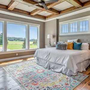 SKOVNISSE Area Rug - Ultra Soft Aqua Multi Area Rug for Bedroom, Living Room & Office | Non-Slip Machine Washable Rugs, Ideal for Indoor & Outdoor Use  - Aqua & Multi