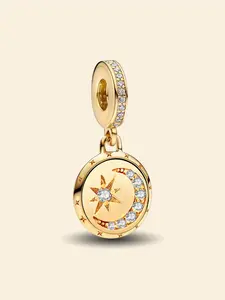 1Pc New Design Shining Star and Moon Charm Stylish Playful Charm Beaded Charm DIY Jewelry Making Kit Charm Accessory for Bracelet Creative Craft Material Holiday Gift Pendant Women Birthday Gift Daily Wear Accessories